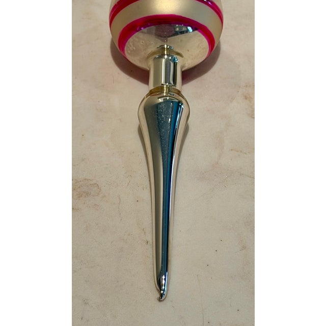 Silver Vintage Small Silver and Pink Mercury Glass Tree Topper For Sale - Image 8 of 9