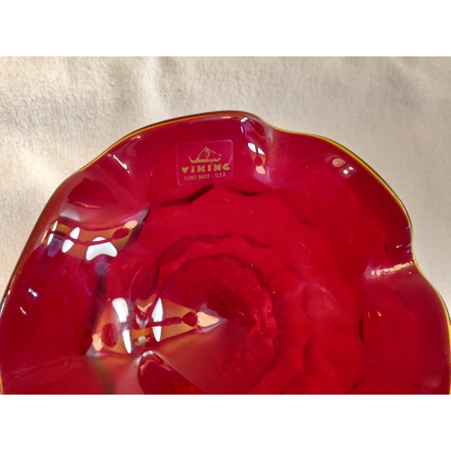 Vintage 1960's Georgian Pattern Ruby Footed Fluted Compote 6 1/4" For Sale In Saint Louis - Image 6 of 6