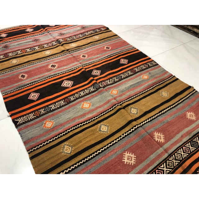 Salmon 1960s Contemporary Vintage Kilim Rug For Sale - Image 8 of 11