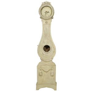 Early 19th Century Swedish Fryksdahl Tall Clock in Neutral Beige & Grey-Green Color