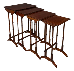 Antique Quartetto of Nesting Tables, English, Set of 4, Occasional, Edwardian