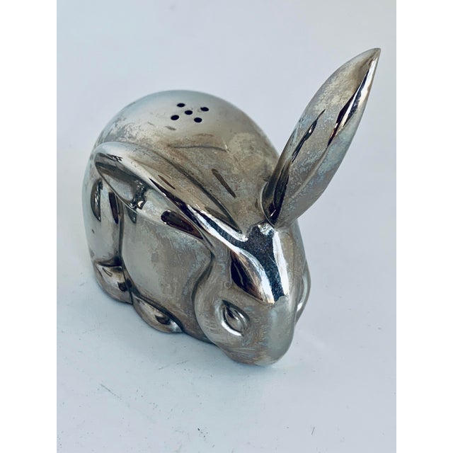 Contemporary Late 20th Century Vintage Godinger Silverplate Rabbit, Bunny Salt & Pepper Shakers- A Pair For Sale - Image 3 of 11