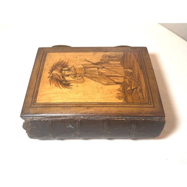 Antique 1800's Handmade Inlaid Marquetry Wood Brass Photo Album W/ Photographs For Sale - Image 10 of 12