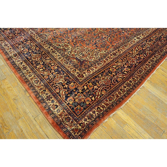 Wonderful Red-Raspberry Background Color With Small Detail Medallion in a Allover Pattern Antique Kashan Dabir Rug For Sale - Image 10 of 10