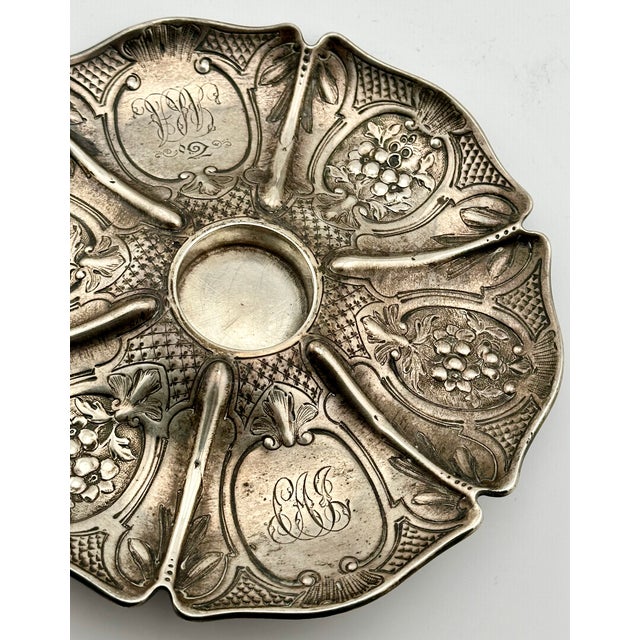 Outstanding Antique Victorian Hand Made London Sterling Silver & Hand Gut Crystal Inkwell - Circa 1865 For Sale - Image 13 of 18