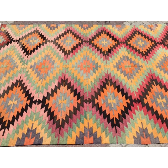 Vintage Turkish Kilim Rug - 75" X 112" For Sale - Image 4 of 11