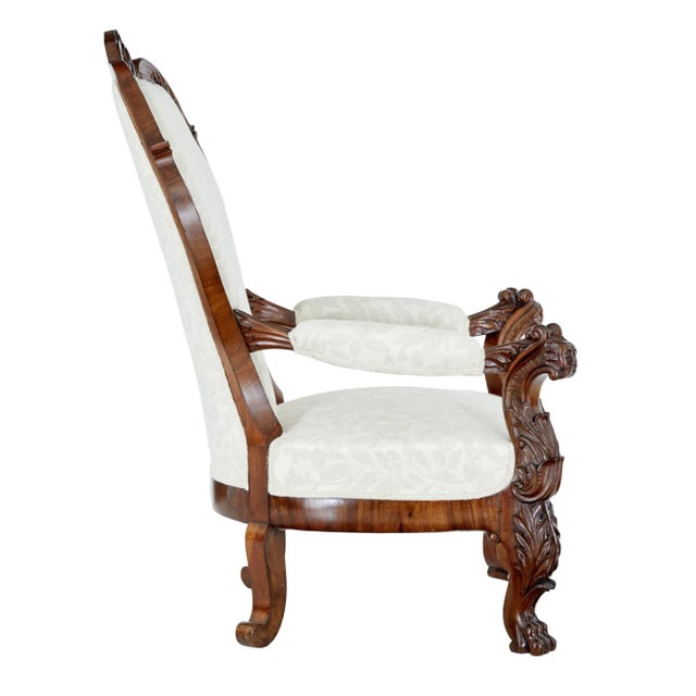 Mid 19th Century Carved Walnut Armchair For Sale - Image 3 of 11