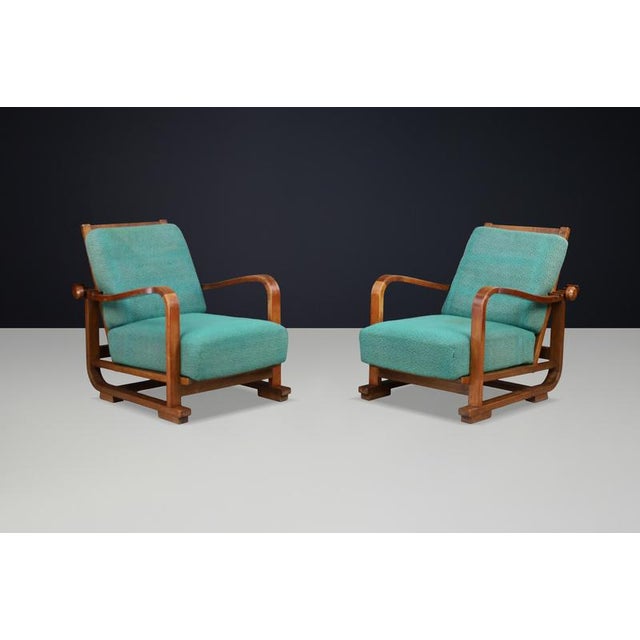 Art Deco Adjustable Lounge Chairs in Walnut, Prague, 1930s For Sale - Image 12 of 13
