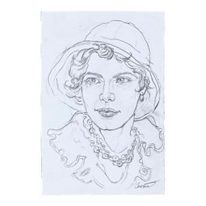 Realism Pencil Drawing Young Woman With Cloche Hat