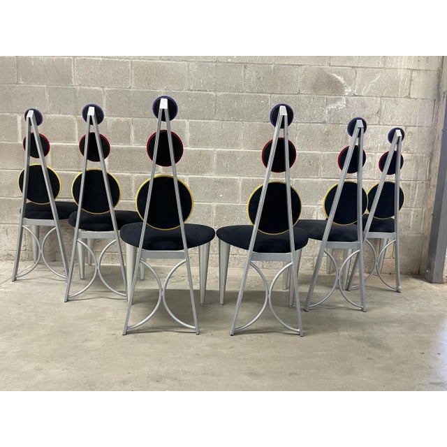 Postmodern American Memphis Group Style Multi Colored Dining Chairs - Set of 6 For Sale - Image 9 of 10