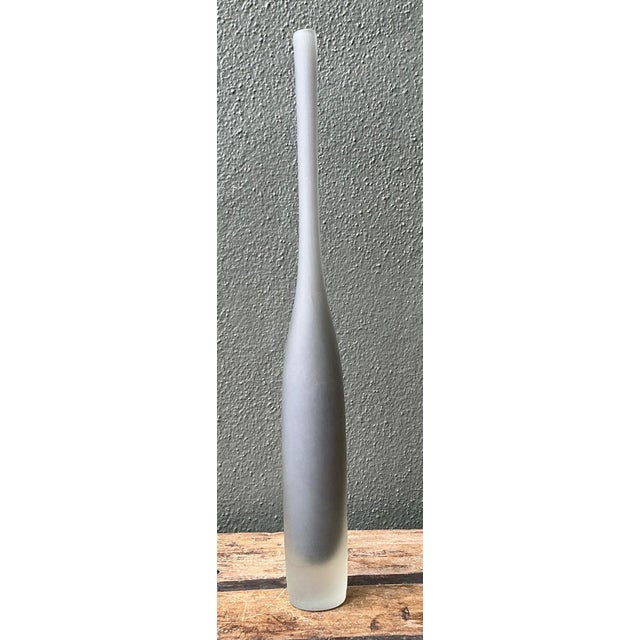 Vintage Tall Frosted Glass Vase For Sale - Image 14 of 14