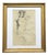 Nude, 20th Century, Grease Pencil on Paper, Framed For Sale