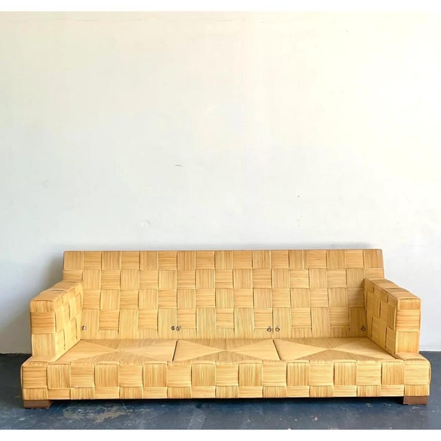 Vintage Donghia “Block Island” Woven Rattan Sofa For Sale - Image 9 of 13