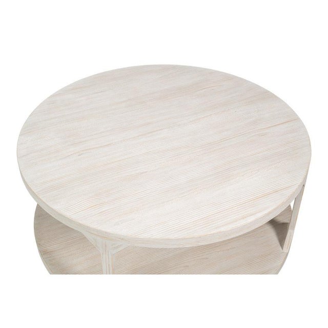 Scandinavian Two-Tier Drum Coffee Table in Grey Pine For Sale In Raleigh - Image 6 of 11