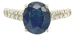 Natural Sapphire Diamond Ring 14k W Gold 3 TCW Certified