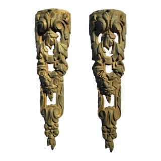 Share 19th C French Ormolu Bronze Mounts Pair Gilt Gold Furniture Appliques For Sale