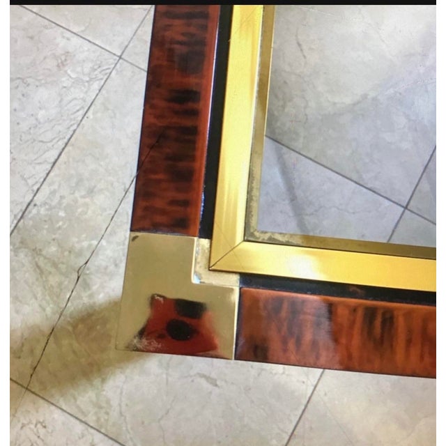 Vintage 80s Modern Faux Bois Brass Coffee Table For Sale - Image 4 of 8
