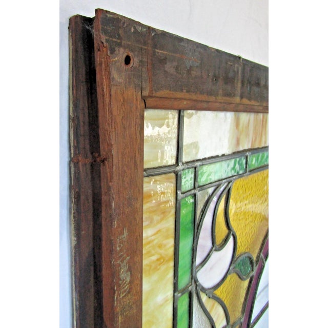 Wood 1880s Stained Glass Mirror Base Brooklyn Ice Cream Parlor Storefront Windows For Sale - Image 7 of 18