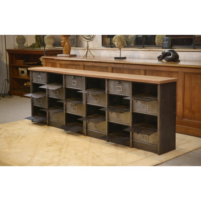 Six-Column Filing Cabinet with Oak Top by Strafor, 1950s For Sale - Image 12 of 16