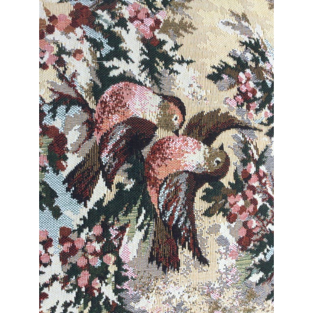 2000s European Handwoven Pillow Cover With Love Birds For Sale - Image 4 of 6