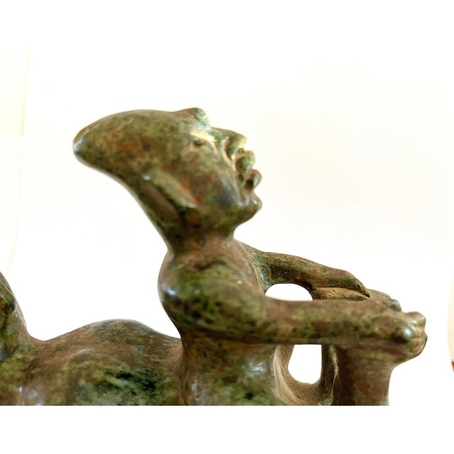 Jade Pre Columbian Olmec Jade Carved Figures of Wrestlers For Sale - Image 8 of 9