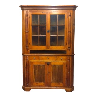 Antique Pine Corner Cabinet, Rustic Corner Cabinet For Sale