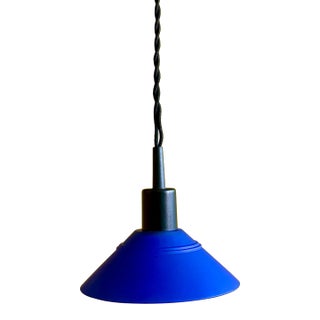 1980s Blue Danish Glass Pendant Light. Scandinavian Mid Century Design For Sale