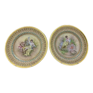 Pair, Antique Royal Vienna "Labors of Cupid" Porcelain 9.5" Plates