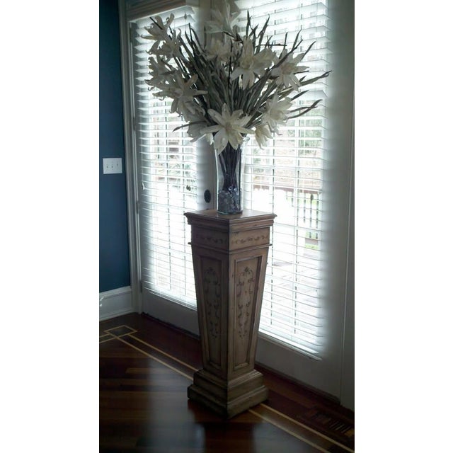 Brown Pulaski Hand Painted Ornamental Wooden Pedestal For Sale - Image 8 of 10