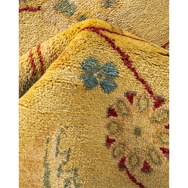 Textile Eclectic, One-of-a-Kind Hand-Knotted Area Rug in Yellow, 9' 3" x 12' 5" For Sale - Image 7 of 8