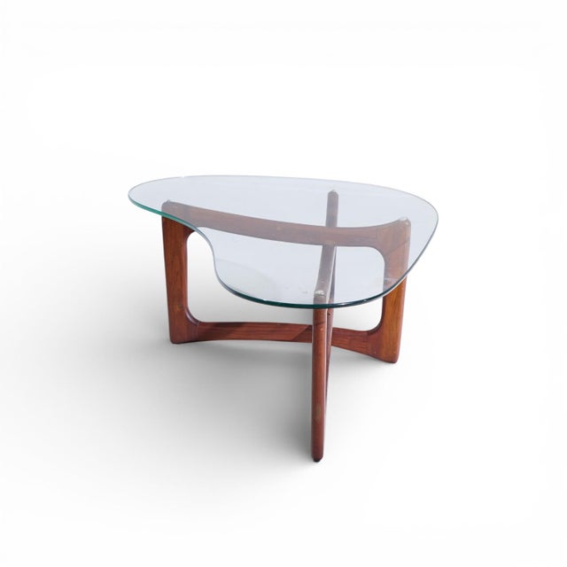 Craft Associates Adrian Pearsall for Craft Associates Mid Century Walnut and Glass Coffee Table For Sale - Image 4 of 9
