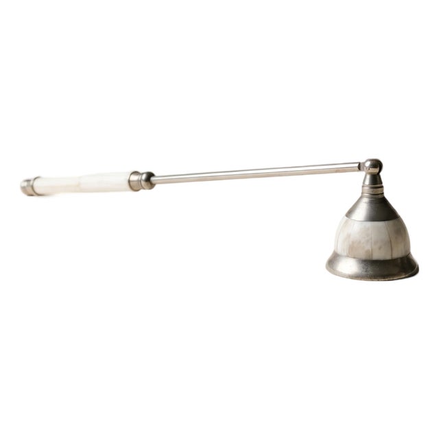 Vintage Candle Snuffer w/ Stone & Metal Handle (13") For Sale