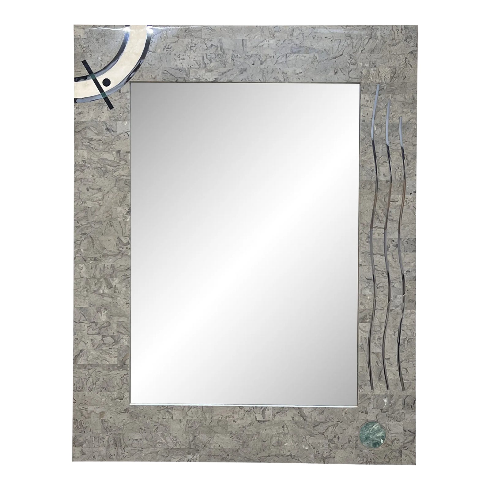 Contemporary Tessellated Stone and Chrome Inlay Mirror by Oggetti ...