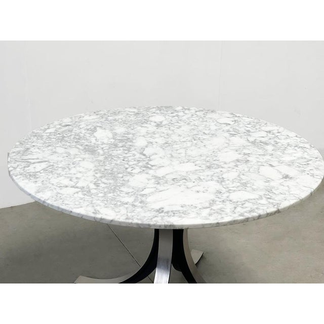 Tecno Vintage Round Model T69 Dining Table in Marble attributed to Osvaldo Borsani for Tecno, 1970s For Sale - Image 4 of 10
