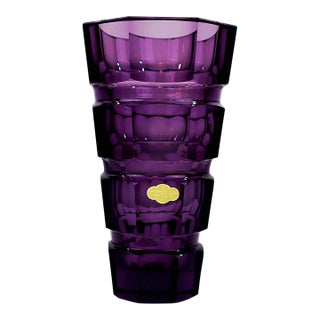 Amethyst Art Deco Glass Vase Attr. To Josef Hoffman for Moser, 1930s For Sale