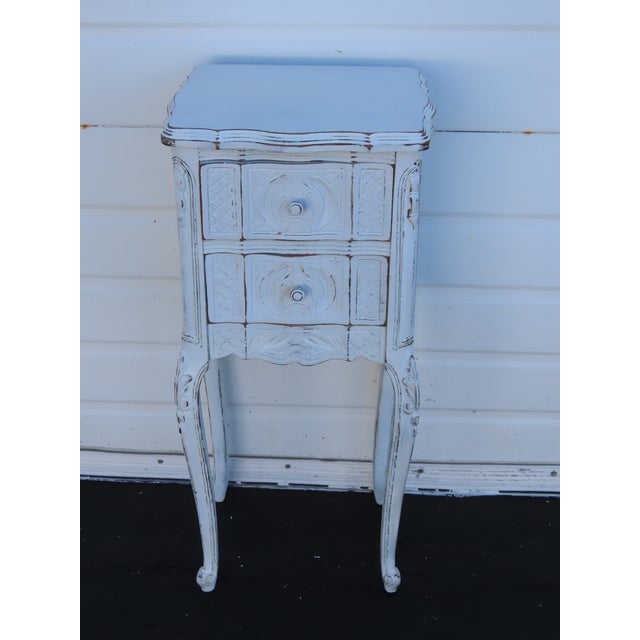 French Early 1900s Shabby Chic Distressed Painted Nightstand Side End Table 6401 For Sale - Image 11 of 11
