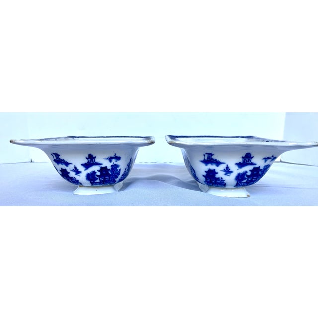 Ceramic Antique 19th Century "Mandarin" English Flow Blue Footed Serving Dishes - A Pair For Sale - Image 7 of 18
