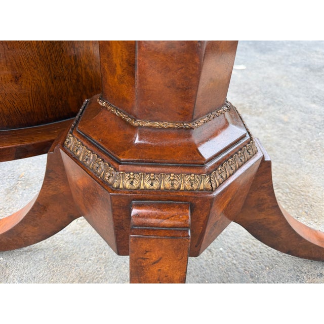 Late 20th Century Vintage George III Style Brass Marquetry Burlwood Breakfast Table For Sale - Image 12 of 17