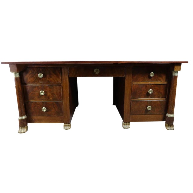 Large Empire Style Desk in Mahogany For Sale