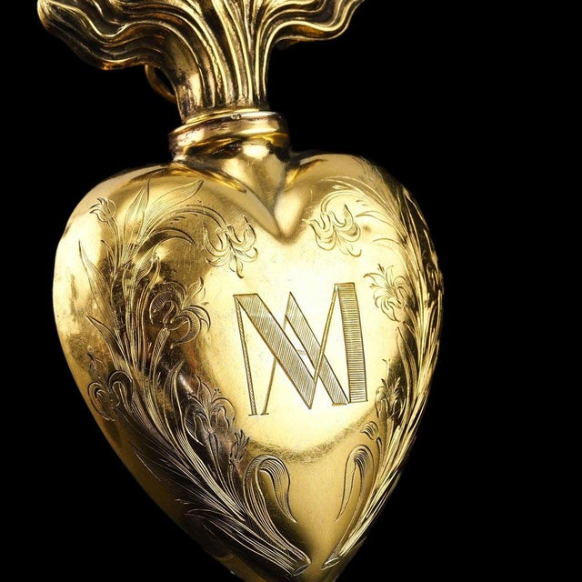 Antique Silver Gilt Heart Perfume Bottle, 1800s For Sale - Image 11 of 18
