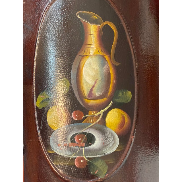 Paper 20th Century Italian Small Round Commode Handpainted on Parchment For Sale - Image 7 of 8
