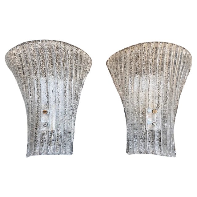 Mid-Century Modern Murano Glass Sconces from Barovier and Toso, 1970, Set of 2 For Sale