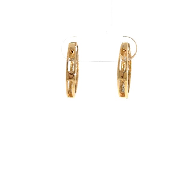 Elegant 14k Yellow Gold Diamond Hoops - 0.45ctw Round Brilliant Cut, Pair For Sale - Image 4 of 5