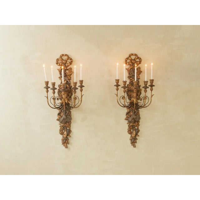 Brown Baroque Style Wall Candleholders, 1960s, Set of 2 For Sale - Image 8 of 8