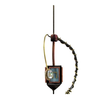 1980s Artist Gary Rosenthal Copper Brass Fused Glass Dreidel Kinetic Sculpture For Sale