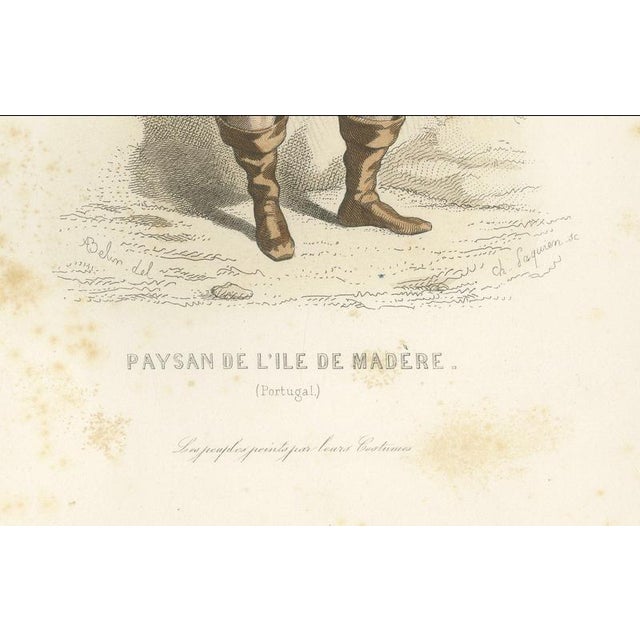 Paper Portuguese & Madeira Folk Costume Engravings, 1850, Engraving For Sale - Image 7 of 15