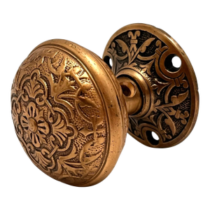 1870s Antique American Bronze Door Knob W/ Rosette. 2 Pieces