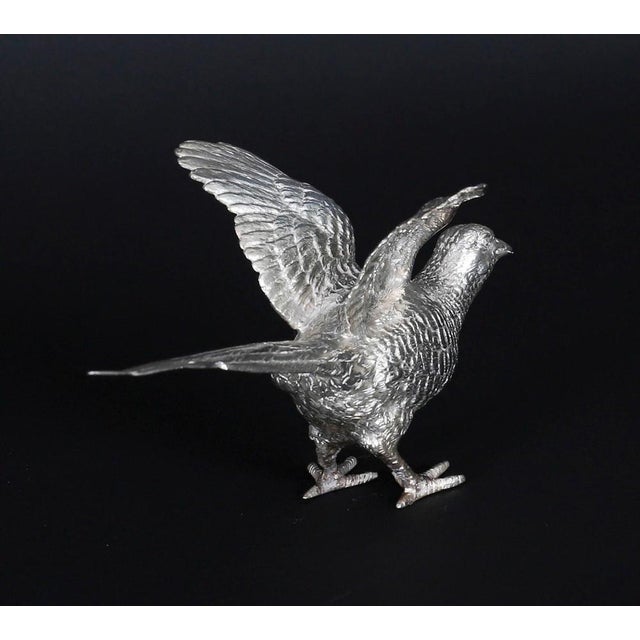 Vintage Sterling Silver Pheasants from Edward Barnard & Sons, London, 1971, Set of 2 For Sale - Image 10 of 16