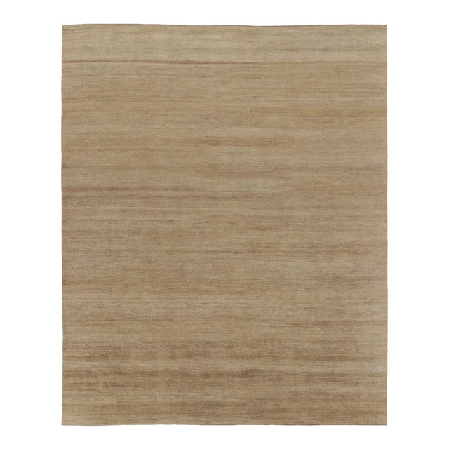 Oversized Contemporary Textural Sari Silk Rug in Beige by Rug & Kilim, India For Sale