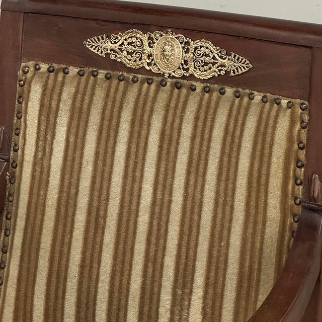 Pair of French Empire Period Mahogany Ormolu Armchairs ~ Fauteuils For Sale - Image 15 of 18